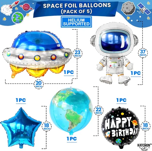 Vista 2 de KatchOn, Juego de globos espaciales grandes para primer cumpleaños, 40 pulgadas, paquete de 8, globos de primer viaje alrededor del sol, globo