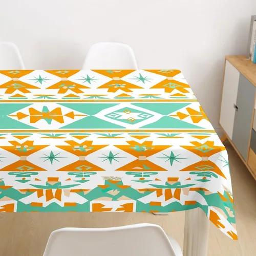 Vista 2 de Mantel redondo de 55 pulgadas, diseño étnico tribal con flechas aztecas, regalos para mujeres y hombres, ropa de mesa geométrica de tribu india