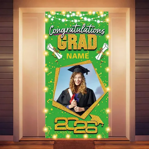 Vista 40 de Decoraciones personalizadas para fiestas de graduación 2026 – Cartel de felicitación de graduación grande – Cartel de fondo de graduación