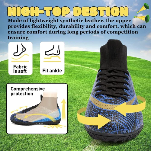 Vista 6 de RDGO Tacos de fútbol con cordones para niños y niñas (niños pequeñosniños grandes)