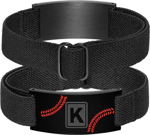 Vista 46 de Regalos de béisbol para niños y hombres, entrenador, equipo, niños, jugador, inicial, con letra A-Z, pulseras de béisbol, regalos de fiesta