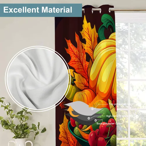 Vista 362 de Shrahala Orange Autumn Autumn Blackout Curtain Tiers, Fall Kitchen Valance Light Blocking Tier Drapes with Rod Pocket, 2 Pack 26 X 24 in