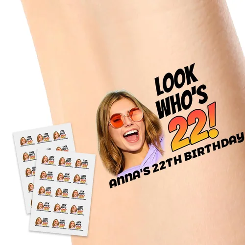 Vista 10 de Calcomanías de tatuajes temporales personalizadas, personaliza el tatuaje con nombre y foto de tu amor para fiestas de cumpleaños, Halloween