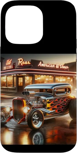 Vista 21 de Classic Hot Rod Retro Vintage Custom Hotrod Car Illustration Case for iPhone 17