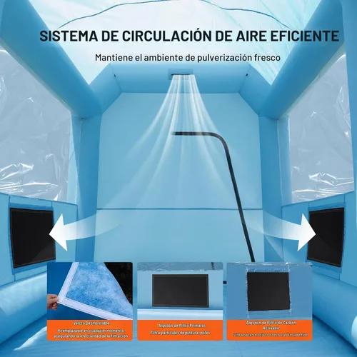 Vista 4 de VEVOR Cabina de pintura inflable, cabina de pulverización inflable de 9.8 x