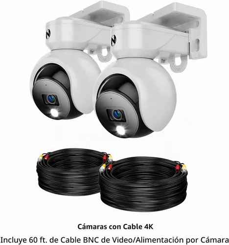 Vista 8 de Night Owl® Add On Cámaras de disuasión 4K con cable con audio de 2 vías, paquete de 2, color blanco
