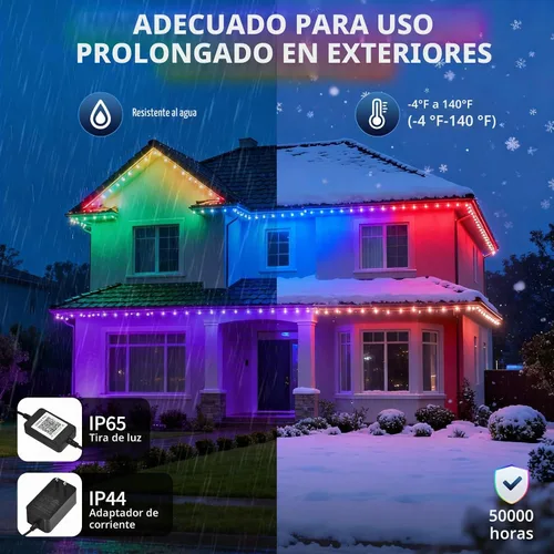 Vista 7 de Luces permanentes para exteriores de 100 pies con 50 LED, 16