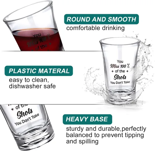 Vista 3 de Kigeli 48 vasos de chupito divertidos para adultos, vasos de chupito de acrílico para fiestas, 1.2 onzas, mini taza, regalos de fiesta, invitados
