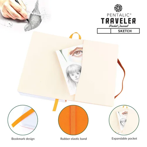 Vista 4 de Cuaderno de bocetos Travelers Dot Grid Pentalic Art, libre de ácidos