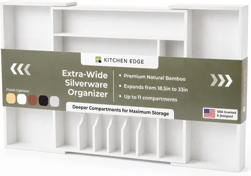 Vista 10 de KitchenEdge Organizador Premium de Cubiertos, Vajilla y Utensilios para Cajones de Cocina, Grado Comercial Apto para Alimentos, Expandible de 10.5 a