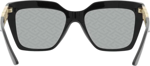 Vista 4 de Versace Gafas de sol para mujer, marco negro, lentes plateados, 2.205in