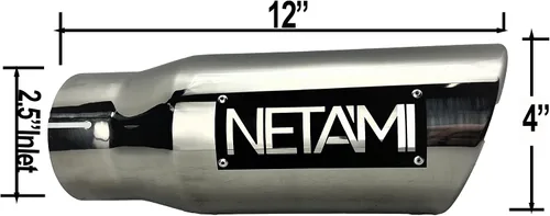 Vista 5 de NETAMI Punta de escape de 2.5" a 4" Abrazadera de pulido de cromo con borde enrollado de acero inoxidable