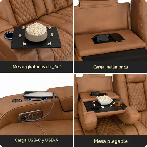 Vista 6 de Seatcraft Anthem LT - Sofá de cine en casa con mesa plegable Leonado