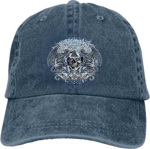 Vista 9 de Cowboy Hat Trendy Hats for Man and Women Djustable Four Season Outdoor Baseball Cap of Hell Skull with Angel Navy Blue