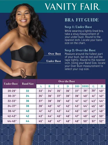 Vista 6 de Vanity Fair Women's Beauty Back Smoothing Strapless Bra, 4-Way Stretch Fabric, Lightly Lined Cups Up to H