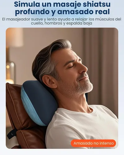 Vista 3 de COMFIER Almohada Masajeadora Shiatsu para Cuello y Espalda con Calor, Almohada Masajeadora para Cuello con Amasado 3D de Tejido Profundo