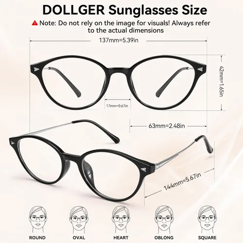 Vista 6 de Dollger Gafas de luz azul para mujer, gafas vintage con marco ovalado pequeño
