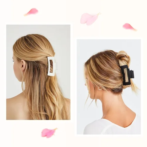 Vista 2 de Paquete de 12 pinzas negras para el cabello para mujer, pinzas medianas para cabello fino y grueso, clips de plátano mate de sujeción fuerte