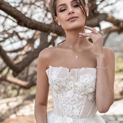 Vista 2 de EVER FAITH Juego de joyas de boda para novia, dama de honor, glamour, lágrima, circonita cúbica, collar, aretes, pulsera de tenis, juegos de anillos
