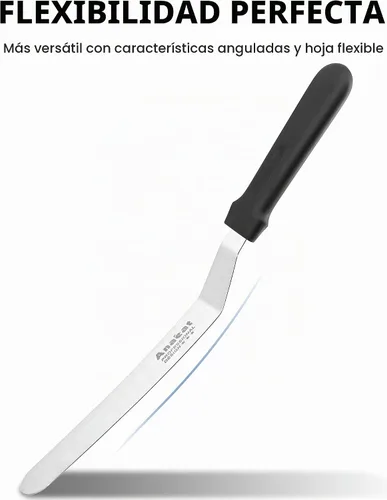Vista 3 de Anaeat Espátula de glaseado, espátula profesional para tartas angulada y desplazada con hoja de acero inoxidable de 10 pulgadas - Cuchillo de Hoja
