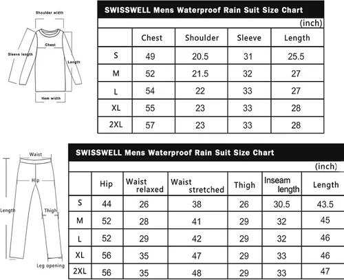 Vista 2 de SWISSWELL Traje de lluvia para hombre, impermeable, ligero, con capucha, para golf, senderismo, viajes, correr