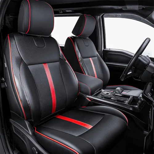 Vista 8 de Fundas de asiento de piel sintética de alta calidad para Ford F150 SuperCrew XL XLT STX (2015-2020) y F250/F350/F450 Crew Cab XL XLT (2017-2022)