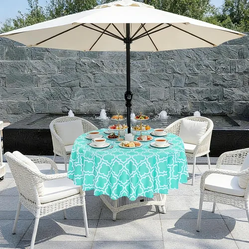 Vista 5 de Poise3EHome - Mantel impermeable antiderrames para exteriores e interiores, para camping, picnic, té de la tarde, asados, flores