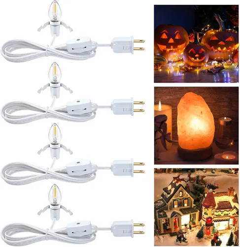 Vista 9 de Cable accesorio Brightown con bombilla LED - Cable de 6 pies con interruptor de encendido/apagado para luces nocturnas, calabaza de Halloween, molde