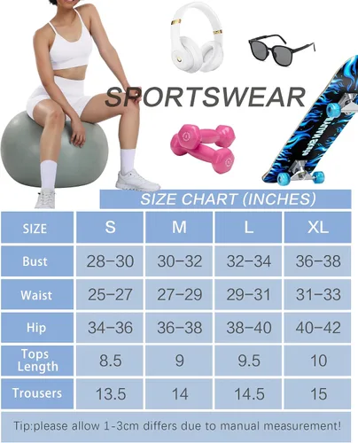 Vista 7 de HORISUN Women Workout Sets 2 Piece Yoga Outfits Seamless Ribbed Sports Bra Crop Tank Top High Waist Biker Shorts Exercise Set