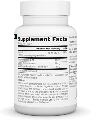 Vista 2 de Source Naturals DIM, Diindolilmetano, 100 mg - 30 Tabletas