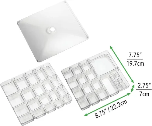 Vista 8 de mDesign - Joyero de plástico apilable, organizador de almacenamiento, 3
