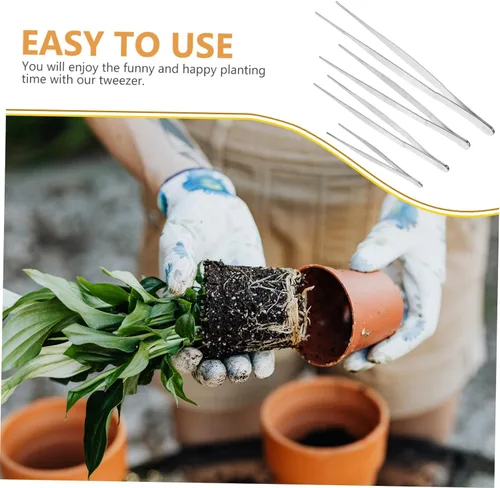 Vista 7 de 4 pinzas de acero inoxidable para jardinería suculenta, puntas curvas y rectas para proyectos de cuidado de plantas de precisión y herramientas