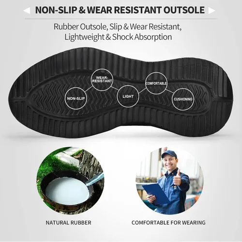 Vista 3 de KGJIANDA Steel Toe Shoes for Men Safety Industrial Boots Shoes Lightweight and Durable High Top Sneakers Breathable Construction Socks Shoes for