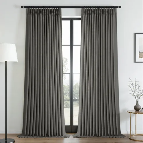 Vista 45 de Topfinel - Cortinas opacas plisadas de 96 pulgadas para dormitorio, 2 paneles Natural