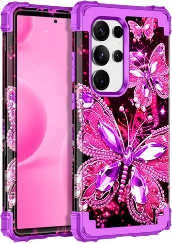 Vista 18 de Miqala Funda para Galaxy S24 5G, brilla en la oscuridad, tres capas, resistente, a prueba de golpes, protección completa, parachoques de plástico