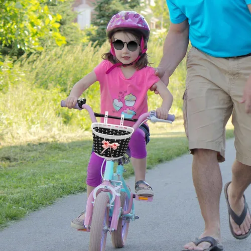 Vista 7 de Cesta infantil para niñas y niños, accesorios de bicicleta con calcomanías de campana, radios de rueda, gafas de sol para montar, decoraciones