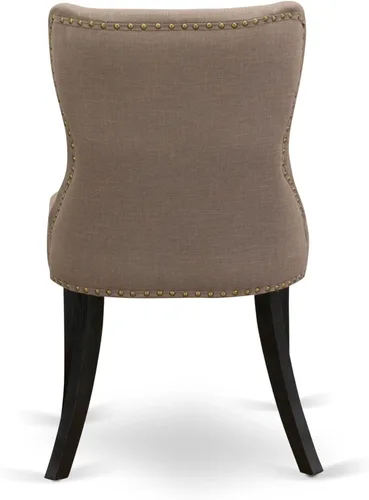 Vista 11 de East West Furniture AMSI3-ABK-48 - Juego de mesa de comedor moderno de 3 piezas que contiene una mesa de cocina redonda con pedestal y 2 sillas