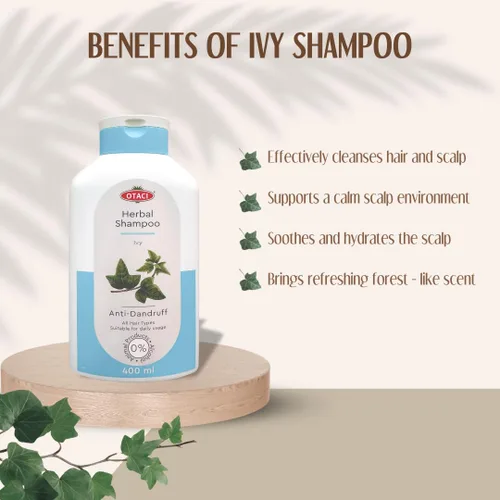 Vista 5 de OTACI Champú Herbal Ivy – Limpieza profunda, fórmula vegana infundida con romero, salvia, manzanilla y menta para un cabello más fuerte, brillante