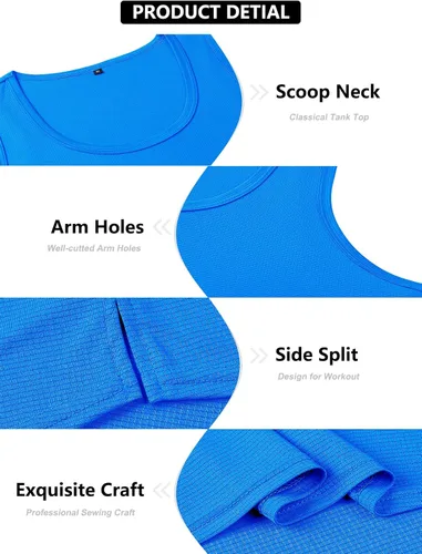 Vista 4 de KAWATA Camisetas sin mangas de neón para hombre, de secado rápido, gimnasio, culturismo, entrenamiento, camisetas sin mangas, camiseta de verano