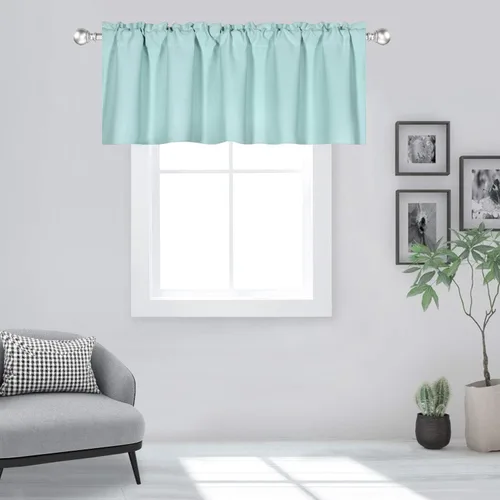 Vista 60 de DECOVSUN Cenefa morada para ventanas de 60 x 18 pulgadas, aislamiento térmico sólido, bolsillo para cortinero, cenefa corta para cocina, cenefa