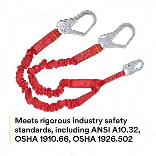 Vista 10 de 3M Protecta PRO 1340161 - Cordón de absorción de impactos 100% elástico, gancho a presión en el centro, ganchos de acero para barras de refuerzo