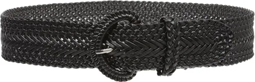 Vista 2 de Beltiscool Cinturón redondo trenzado metálico suave hecho a mano de 2 pulgadas de ancho Negro
