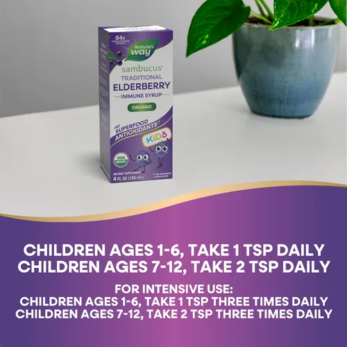 Vista 7 de Nature's Way Sambucus - Jarabe inmunológico tradicional de saúco para niños, extracto concentrado de saúco negro, apoyo inmunológico tradicional*