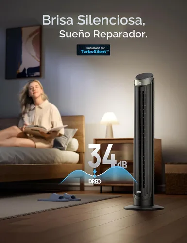 Vista 3 de [Usado] DREO Ventilador de torre para dormitorio, ventiladores oscilantes de 90° Negro