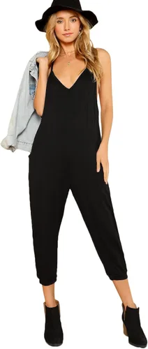 Vista 3 de DIDK - Enterizo para mujer con cuello en V, tirantes delgados, piernas holgadas