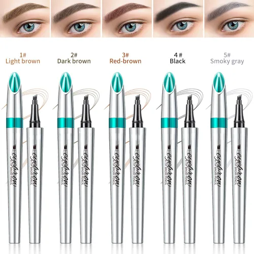 Vista 4 de Lápiz de cejas con microcabezal de 4 puntas, bolígrafo de microblading líquido para cejas, bolígrafo de cejas micro de 4 puntos de larga duración