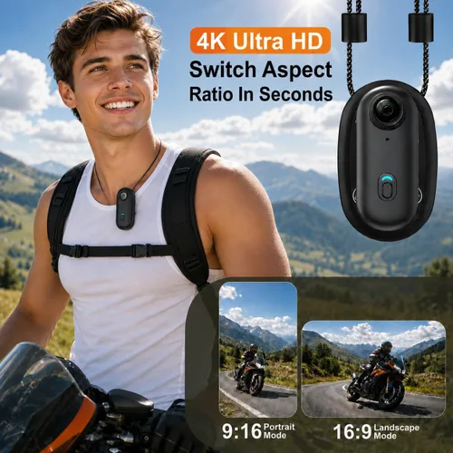 Vista 2 de JETO 4K mini cámara 32GB, cámara POV de la motocicleta de EIS