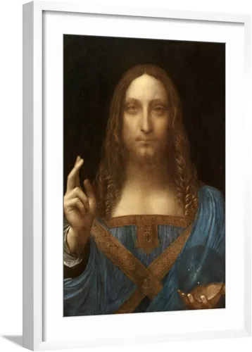 Vista 7 de ART Impresión artística de Salvator Mundi sobre marco negro por Leonardo Da Vinci, 16 x 22 pulgadas