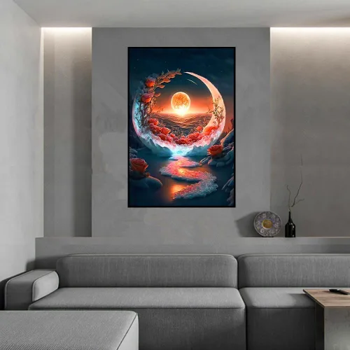 Vista 5 de Pimio Kits de pintura de diamantes 5D para bricolaje, kit de arte de diamantes redondo para adultos principiantes, perfecto para decoración de pared