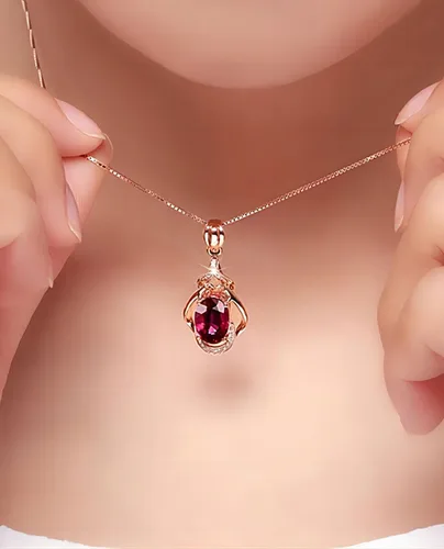 Vista 7 de Kim Carrey 18K Rose Gold Women's Necklace Natural Stone Gem Necklaces for Women Elegant Necklaces for Women Women's Jewelry Giftt